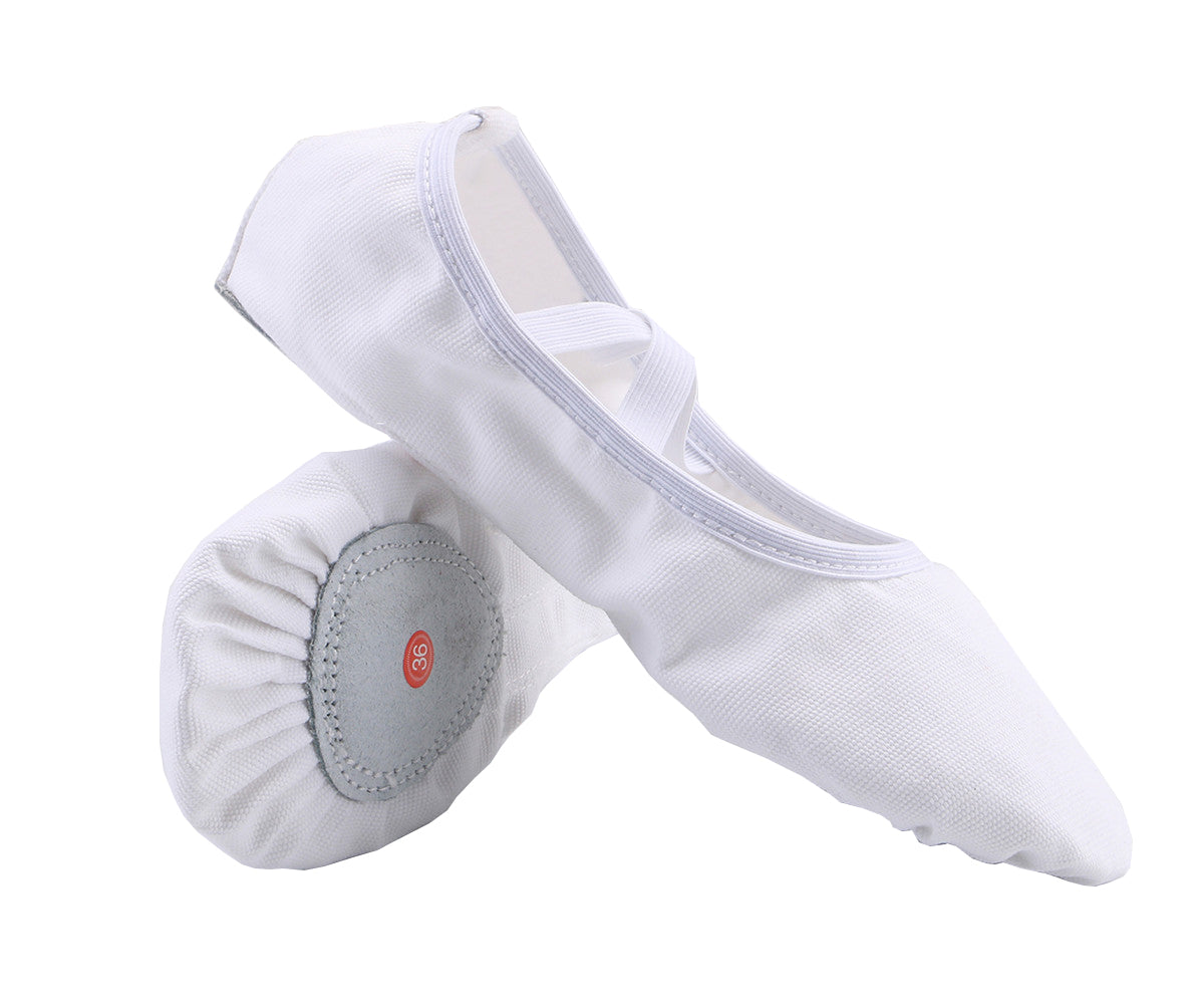 Womens Canvas Ballet Dance Shoes Elastic Band Dance Slippers Belly Flat with Split Sole