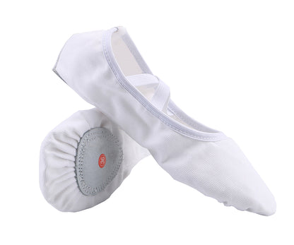 Womens Canvas Ballet Dance Shoes Elastic Band Dance Slippers Belly Flat with Split Sole