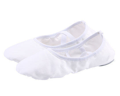 Womens Canvas Ballet Dance Shoes Elastic Band Dance Slippers Belly Flat with Split Sole