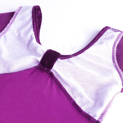 Girls Velvet Long Sleeves Leotard Bowknot Top Ballet Dance Leotard Kids Athletic Activewear