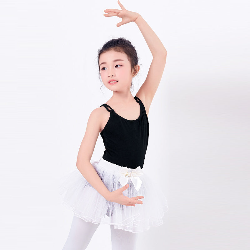 Girls Camisole Cotton Ballet Dance Leotards Skirt Set Snap Crotch Ballroom Dancewear