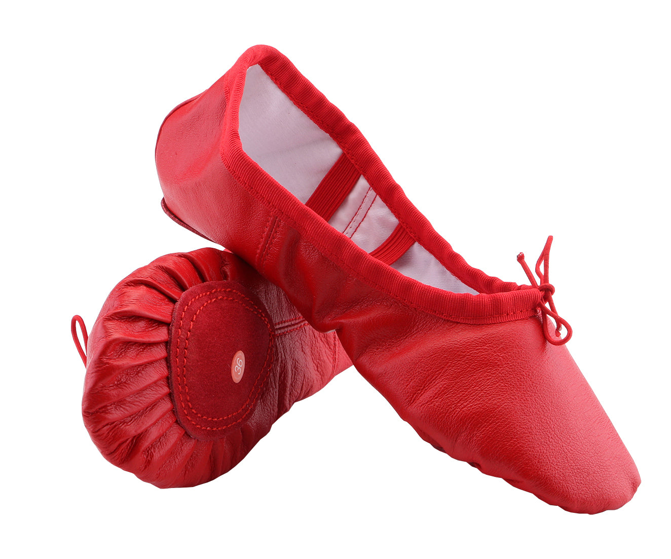 Girls Leather Ballet Shoes Dance Slippers Ballroom Practice Flat with Suede Split-Sole