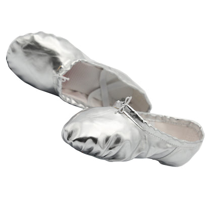 Girls Dotted PU Leather Ballet Belly Slippers Dance Shoes Split-Sole Gymnastics Yoga Shoes