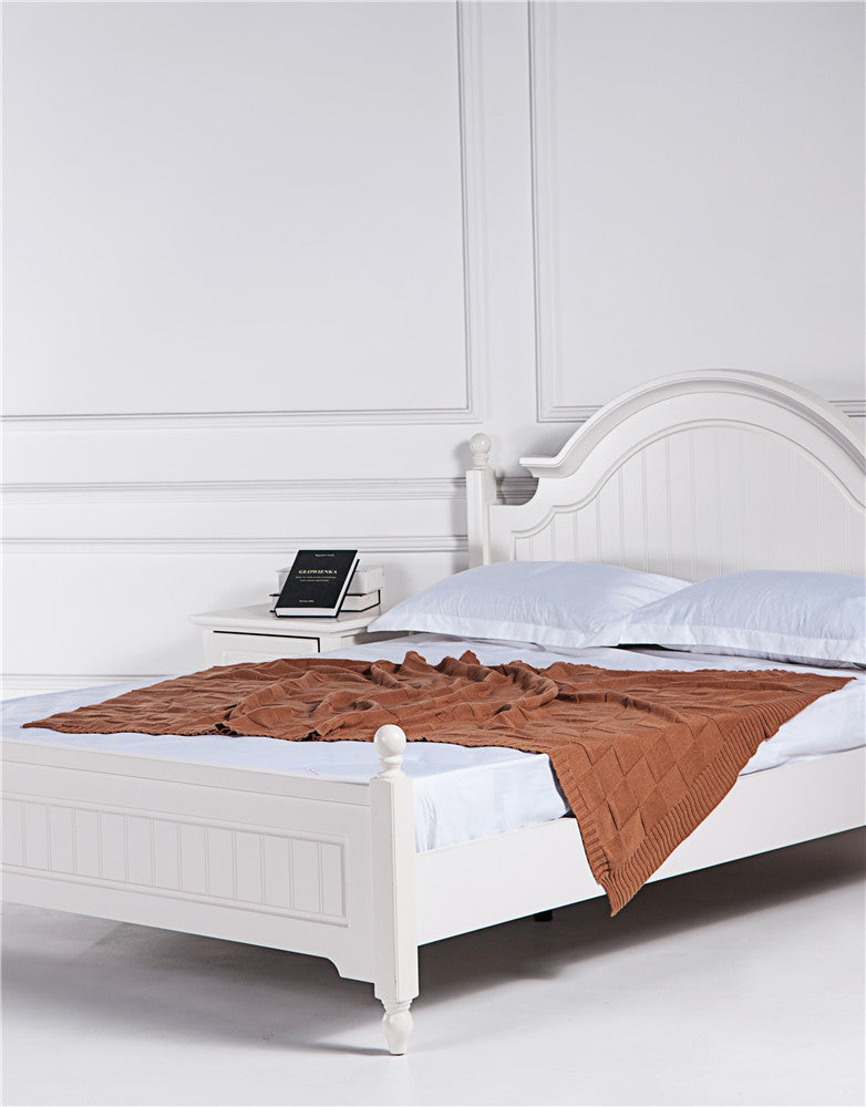 Soft Plaid Pattern Throw Blanket Bed Home Decorative Cotton Knitted Blankets for Couch Sofa