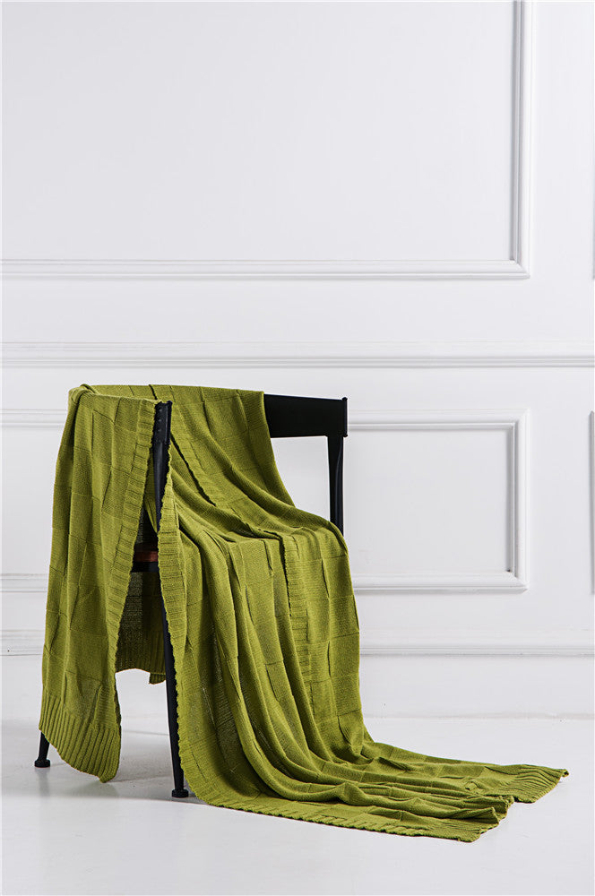Soft Plaid Pattern Throw Blanket Bed Home Decorative Cotton Knitted Blankets for Couch Sofa