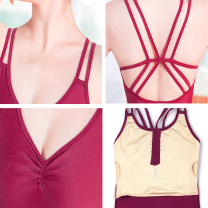 Womens Strappy Back Ballet Dance Leotards Crotchless Camisole Cotton Dance Bodysuit